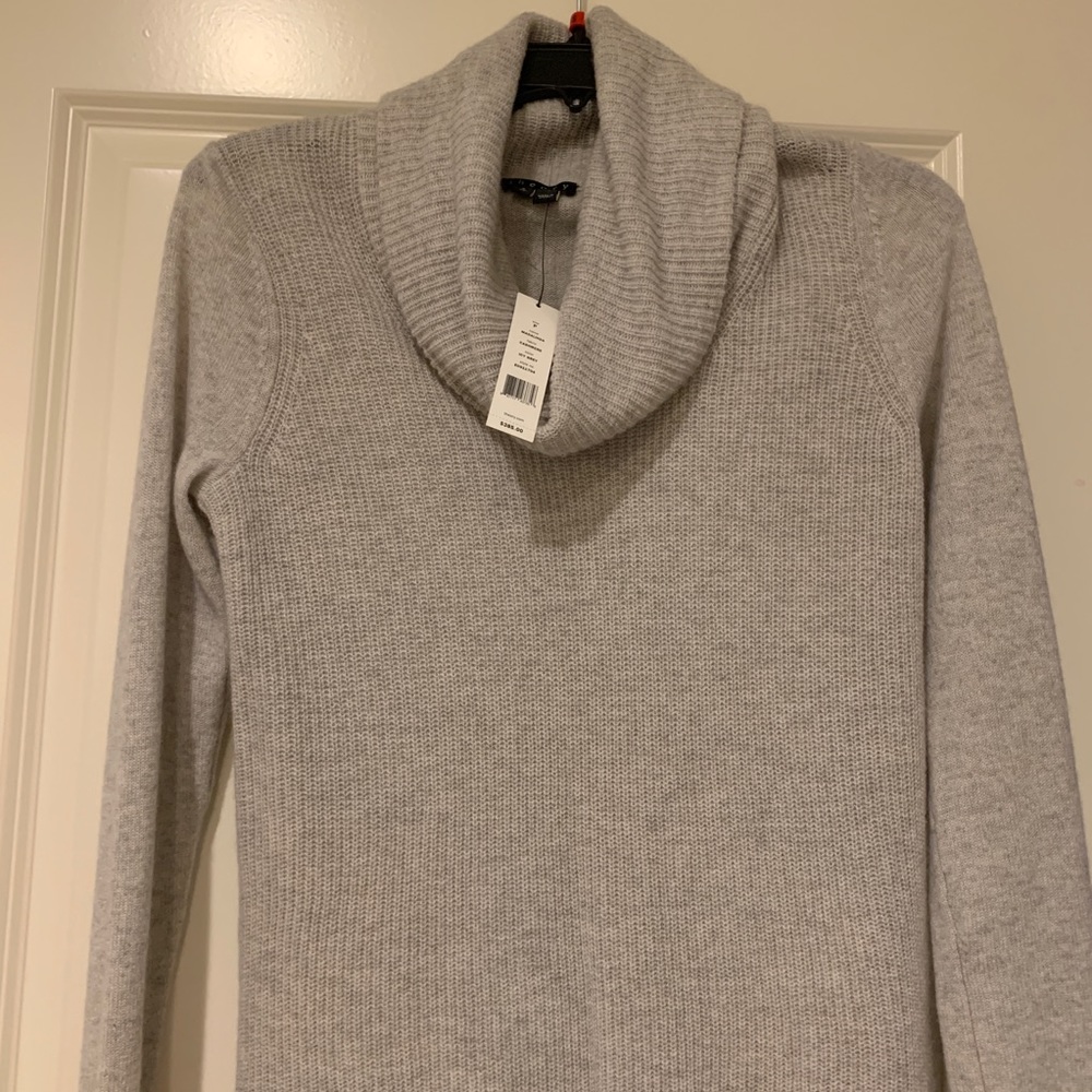NWT THEORY 100% Cashmere Cowl Neck Sweater Grey